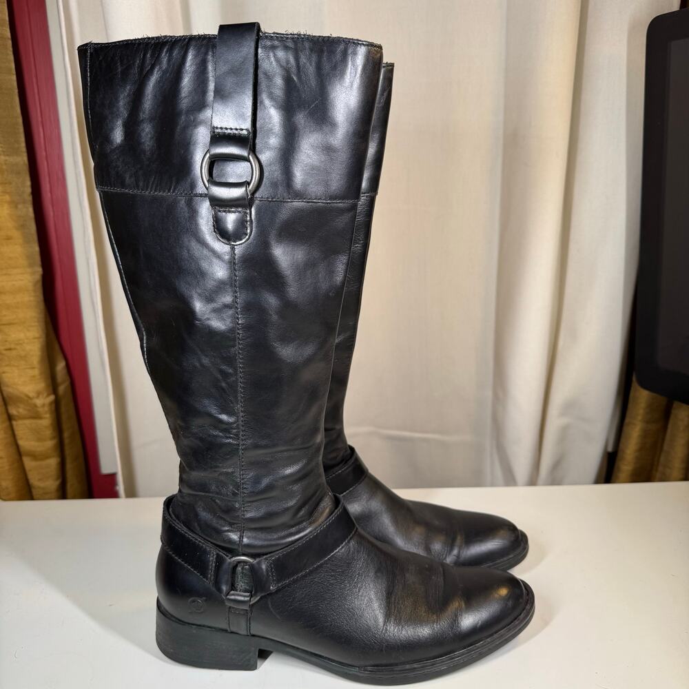 Born Black Knee-High Leather Buckle Riding Boots Women’s Size US 8.5 /EU 40